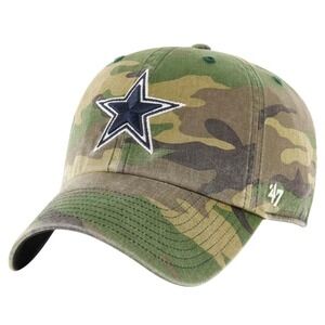 Mens '47 Dallas Cowboys Woodland Camo Clean Up Adjustable Hat NFL Logo NEW